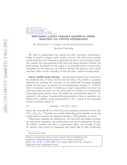 Discussion: Latent variable graphical model selection via convex
  optimization