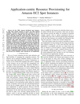 Application-centric Resource Provisioning for Amazon EC2 Spot Instances