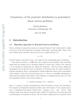 Consistency of the posterior distribution in generalised linear inverse
  problems