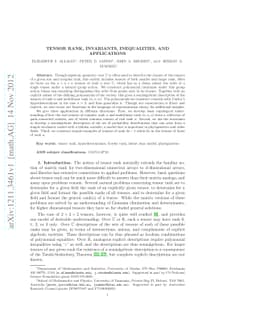Tensor Rank, Invariants, Inequalities, and Applications