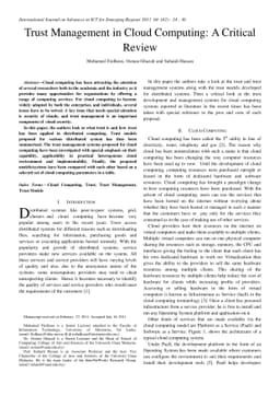 Trust Management in Cloud Computing: A Critical Review