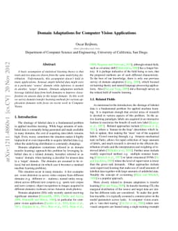 Domain Adaptations for Computer Vision Applications