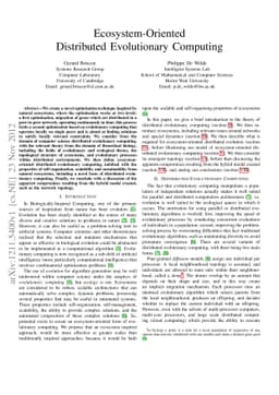 Ecosystem-Oriented Distributed Evolutionary Computing