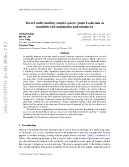 Graph Laplacians on Singular Manifolds: Toward understanding complex
  spaces: graph Laplacians on manifolds with singularities and boundaries