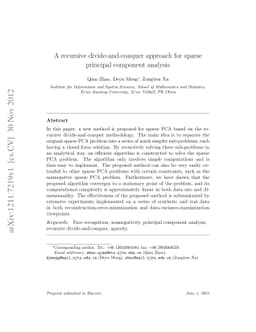 A recursive divide-and-conquer approach for sparse principal component
  analysis
