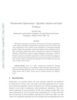 Metaheuristic Optimization: Algorithm Analysis and Open Problems