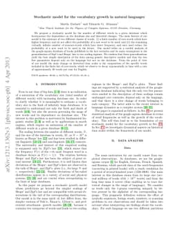 Stochastic model for the vocabulary growth in natural languages