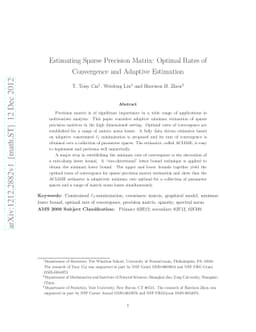 Estimating Sparse Precision Matrix: Optimal Rates of Convergence and
  Adaptive Estimation