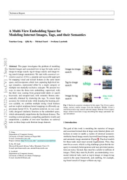 A Multi-View Embedding Space for Modeling Internet Images, Tags, and
  their Semantics