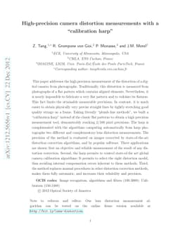 High-precision camera distortion measurements with a "calibration harp"
