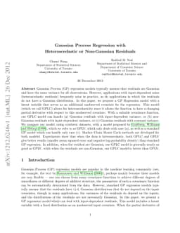 Gaussian Process Regression with Heteroscedastic or Non-Gaussian
  Residuals