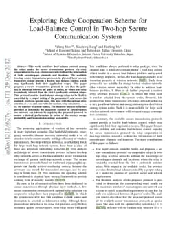 Exploring Relay Cooperation Scheme for Load-Balance Control in Two-hop
  Secure Communication System