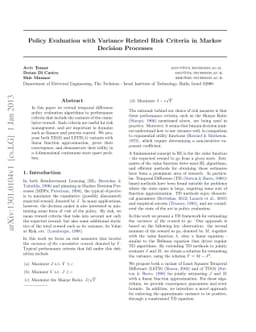 Policy Evaluation with Variance Related Risk Criteria in Markov Decision
  Processes