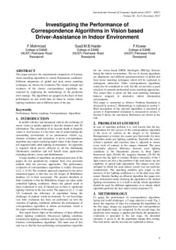 Investigating the performance of Correspondence Algorithms in Vision
  based Driver-assistance in Indoor Environment