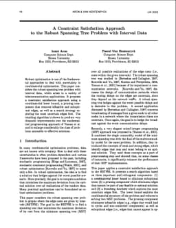 A constraint satisfaction approach to the robust spanning tree problem
  with interval data