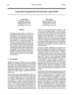 Expectation-Propogation for the Generative Aspect Model