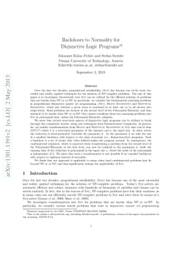 Backdoors to Normality for Disjunctive Logic Programs