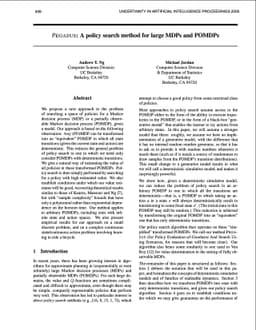 PEGASUS: A Policy Search Method for Large MDPs and POMDPs
