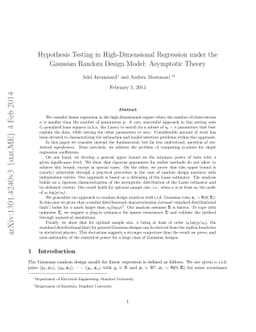 Hypothesis Testing in High-Dimensional Regression under the Gaussian
  Random Design Model: Asymptotic Theory