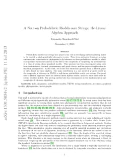 A Note on Probabilistic Models over Strings: the Linear Algebra Approach
