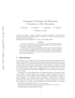 Complexity $L^0$-penalized M-Estimation: Consistency in More Dimensions
