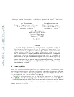 X THEN X: Manipulation of Same-System Runoff Elections