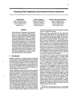 Reasoning With Conditional Ceteris Paribus Preference Statem