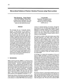 Hierarchical Solution of Markov Decision Processes using Macro-actions