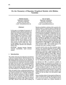 On the Geometry of Bayesian Graphical Models with Hidden Variables