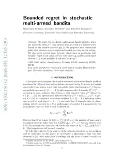 Bounded regret in stochastic multi-armed bandits