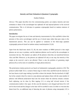 Intensity and State Estimation in Quantum Cryptography