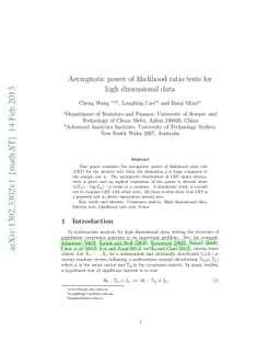 Asymptotic power of likelihood ratio tests for high dimensional data