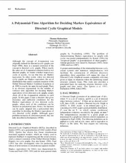 A Polynomial-Time Algorithm for Deciding Markov Equivalence of Directed
  Cyclic Graphical Models