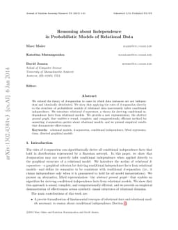 Reasoning about Independence in Probabilistic Models of Relational Data
