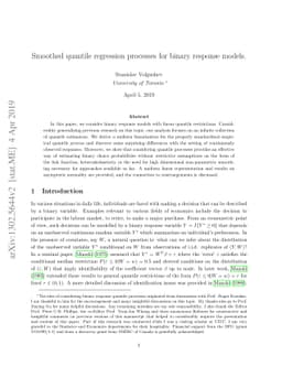 Smoothed quantile regression processes for binary response models