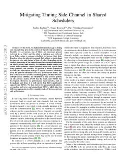 Mitigating Timing Side Channel in Shared Schedulers