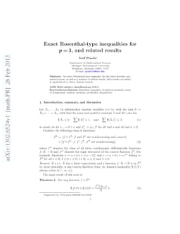 Exact Rosenthal-type inequalities for p=3, and related results