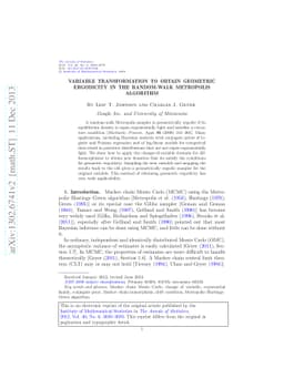 Variable transformation to obtain geometric ergodicity in the
  random-walk Metropolis algorithm