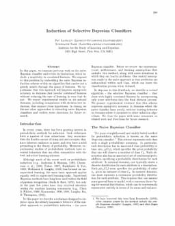 Induction of Selective Bayesian Classifiers