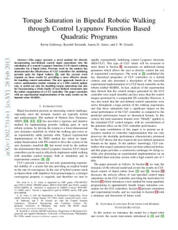 Torque Saturation in Bipedal Robotic Walking through Control Lyapunov
  Function Based Quadratic Programs