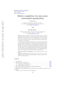 Matrix Completion via Max-Norm Constrained Optimization