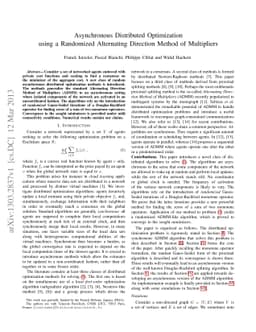 Asynchronous Distributed Optimization using a Randomized Alternating
  Direction Method of Multipliers