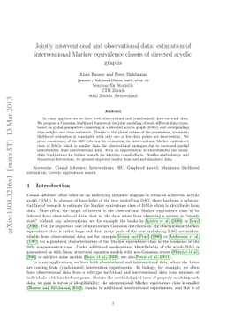 Jointly interventional and observational data: estimation of
  interventional Markov equivalence classes of directed acyclic graphs