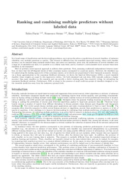 Ranking and combining multiple predictors without labeled data