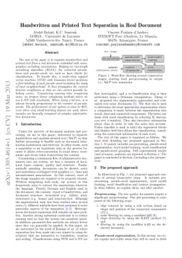 Handwritten and Printed Text Separation in Real Document