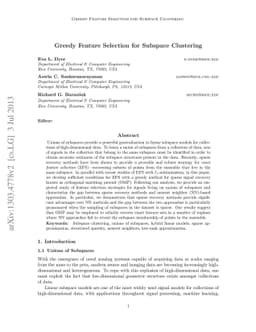 Greedy Feature Selection for Subspace Clustering