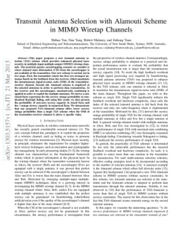 Transmit Antenna Selection with Alamouti Scheme in MIMO Wiretap Channels