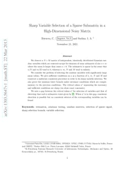 Sharp Variable Selection of a Sparse Submatrix in a High-Dimensional
  Noisy Matrix