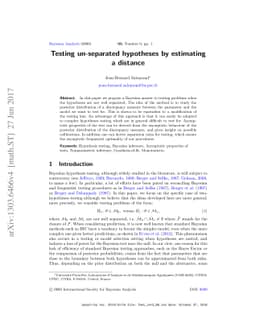 Testing Un-Separated Hypotheses by Estimating a Distance