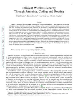 Efficient Wireless Security Through Jamming, Coding and Routing